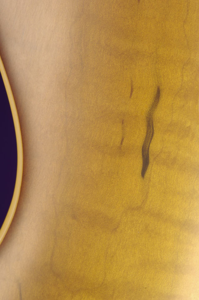 blank Flaws in the maple cap such as this are vintage-accurate
